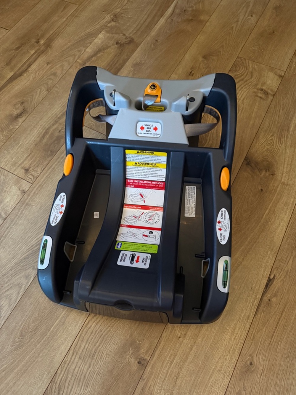 Infant Car Seat Base in Gray, Black and Orange Accent